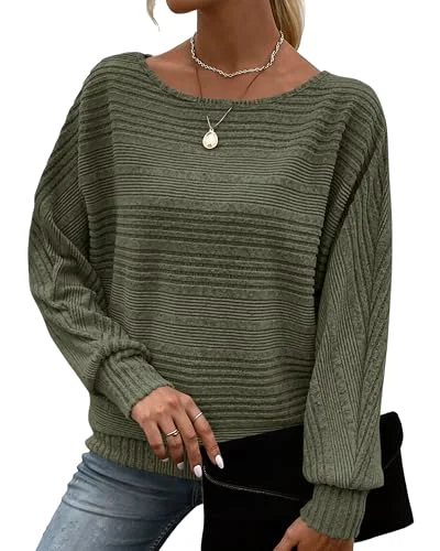 KIRUNDO Boat Neck Sweater in Army Green