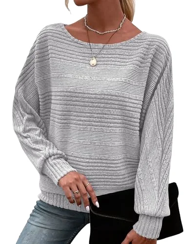KIRUNDO Boat Neck Sweater in Light Grey
