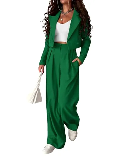KIRUNDO Business Pant Suit Set in Green