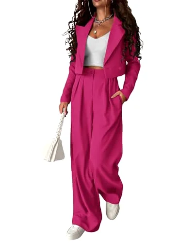 KIRUNDO Business Pant Suit Set in Rose Red
