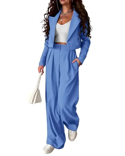 KIRUNDO Business Pant Suit Set in Sky Blue