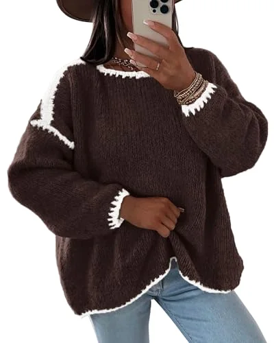 KIRUNDO Chunky Oversized Sweater in Brown