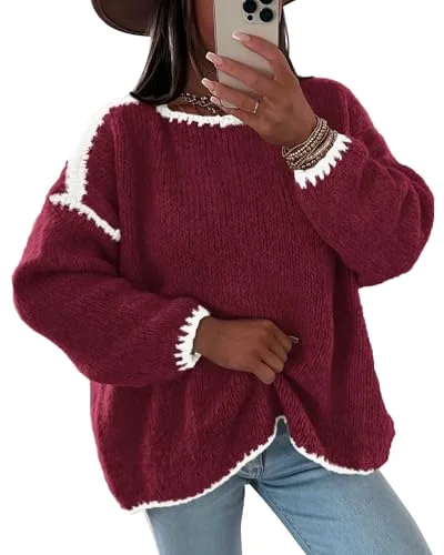 KIRUNDO Chunky Oversized Sweater in Burgundy