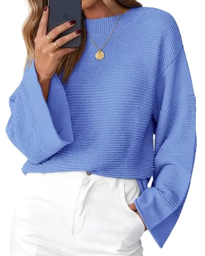 KIRUNDO Chunky Ribbed Oversized Sweater in Blue