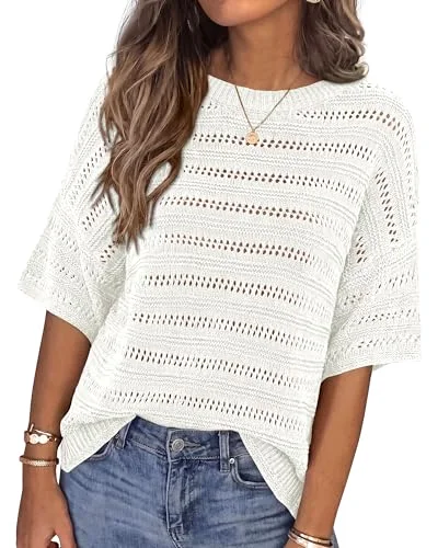 KIRUNDO Crochet Oversized Top in White
