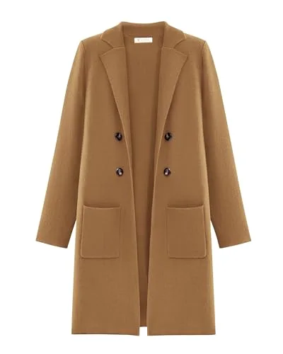 KIRUNDO Double-Breasted Knit Coat Cardigan in Khaki