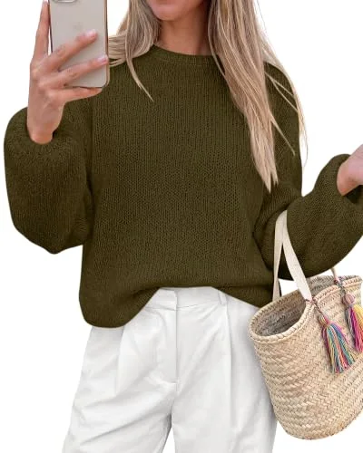 KIRUNDO Fuzzy Long Sleeve Sweater in Army Green