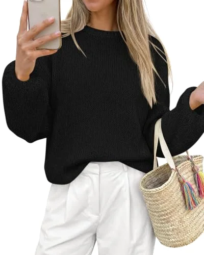 KIRUNDO Fuzzy Long Sleeve Sweater in Black