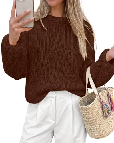 KIRUNDO Fuzzy Long Sleeve Sweater in Brown