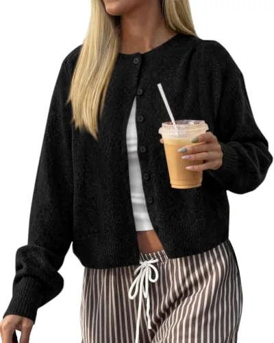 KIRUNDO Long Sleeve Cardigan in Black