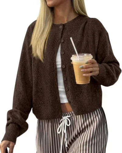 KIRUNDO Long Sleeve Cardigan in Brown