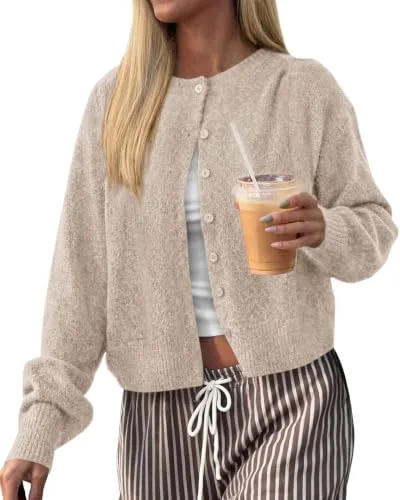 KIRUNDO Long Sleeve Cardigan in Light Khaki