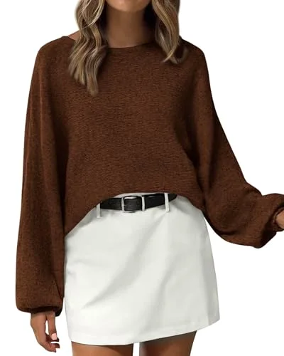 KIRUNDO Oversized Boat Neck Sweater in Brown