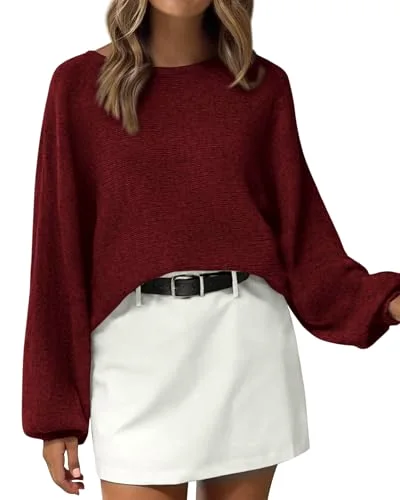 KIRUNDO Oversized Boat Neck Sweater in Burgundy