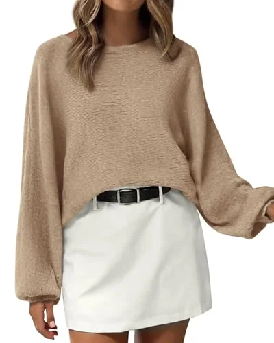 KIRUNDO Oversized Boat Neck Sweater in Khaki