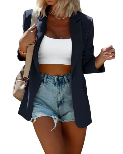 KIRUNDO Oversized Boyfriend Blazer in Navy Blue
