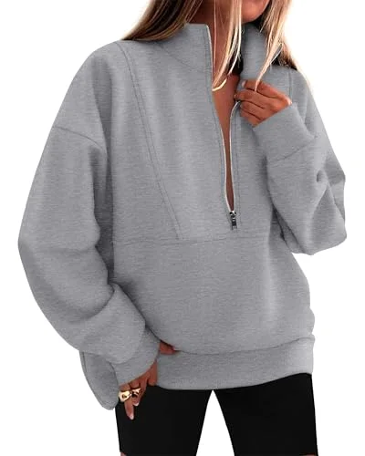 KIRUNDO Oversized Half-Zip Sweatshirt in Grey