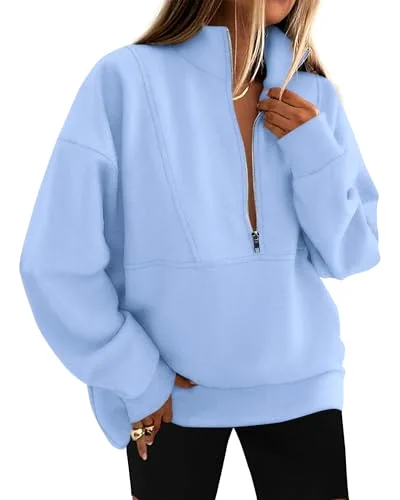 KIRUNDO Oversized Half-Zip Sweatshirt in Light Blue