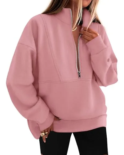KIRUNDO Oversized Half-Zip Sweatshirt in Pink