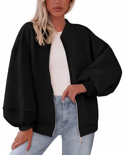 KIRUNDO Oversized Zip-Up Sweatshirt in Black
