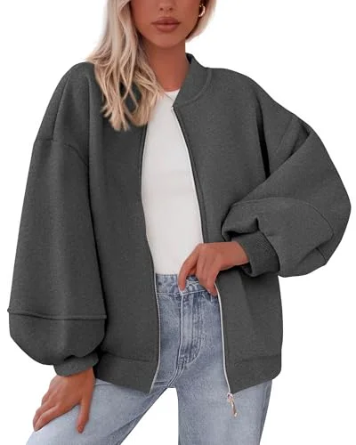 KIRUNDO Oversized Zip-Up Sweatshirt in Dark Grey