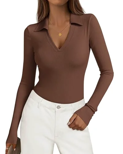KIRUNDO Polo Long Sleeve Shirt in Brown