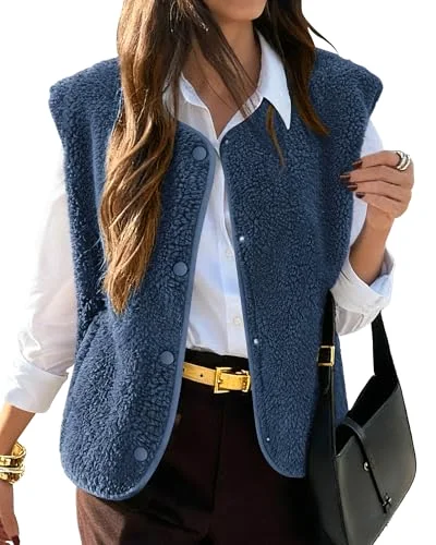 KIRUNDO Sherpa Fleece Vest in Royal Blue