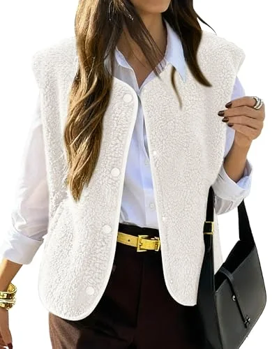 KIRUNDO Sherpa Fleece Vest in White