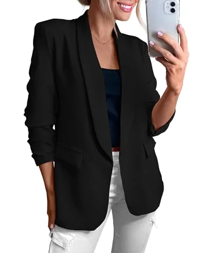 KIRUNDO Single-Button Lapel Blazer in Black