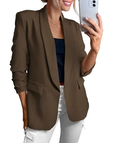 KIRUNDO Single-Button Lapel Blazer in Dark Brown
