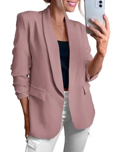 KIRUNDO Single-Button Lapel Blazer in Dusty Pink