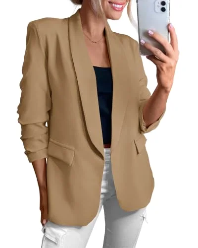 KIRUNDO Single-Button Lapel Blazer in Light Khaki