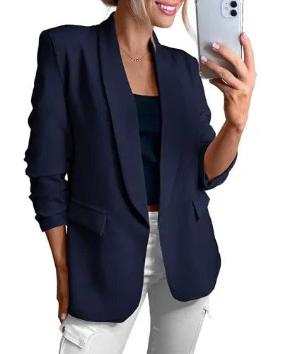 KIRUNDO Single-Button Lapel Blazer in Navy