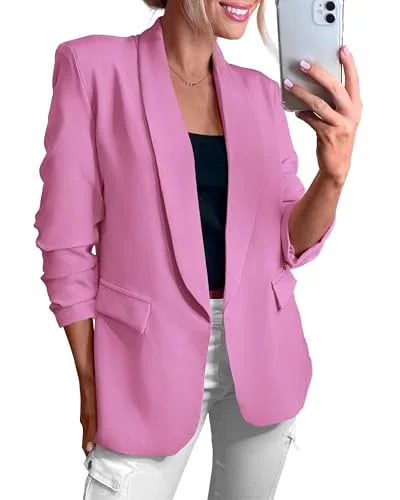 KIRUNDO Single-Button Lapel Blazer in Pink