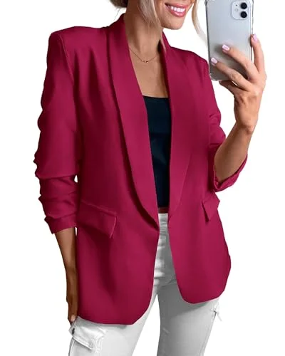 KIRUNDO Single-Button Lapel Blazer in Rose Red