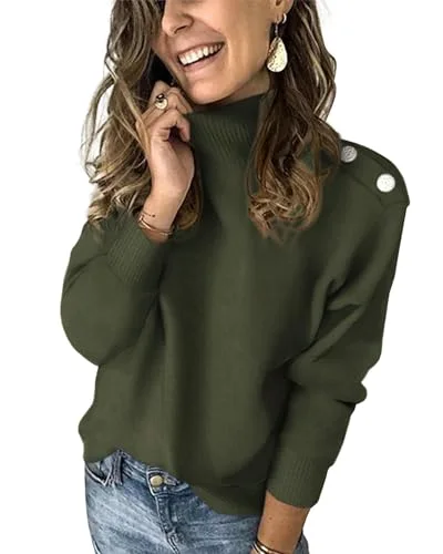 KIRUNDO Striped Turtleneck Sweater in Army Green