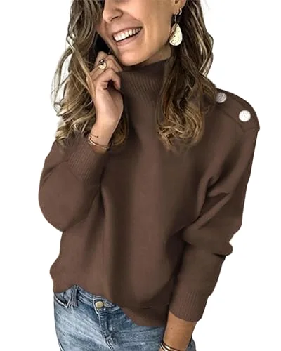 KIRUNDO Striped Turtleneck Sweater in Coffee