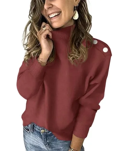 KIRUNDO Striped Turtleneck Sweater in Wine Red