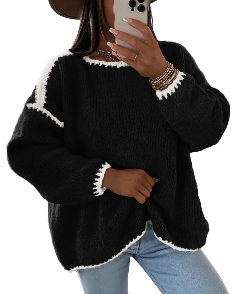 KIRUNDO Chunky Oversized Sweater in Black