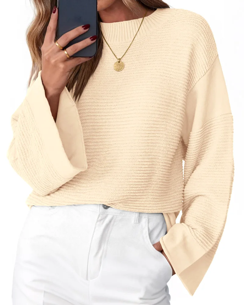 KIRUNDO Chunky Ribbed Oversized Sweater in Beige