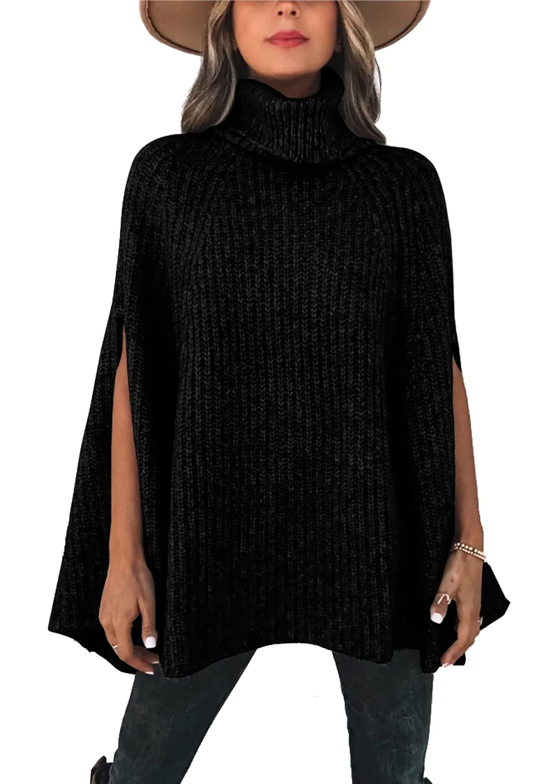 KIRUNDO Chunky Turtleneck Sweater in Black