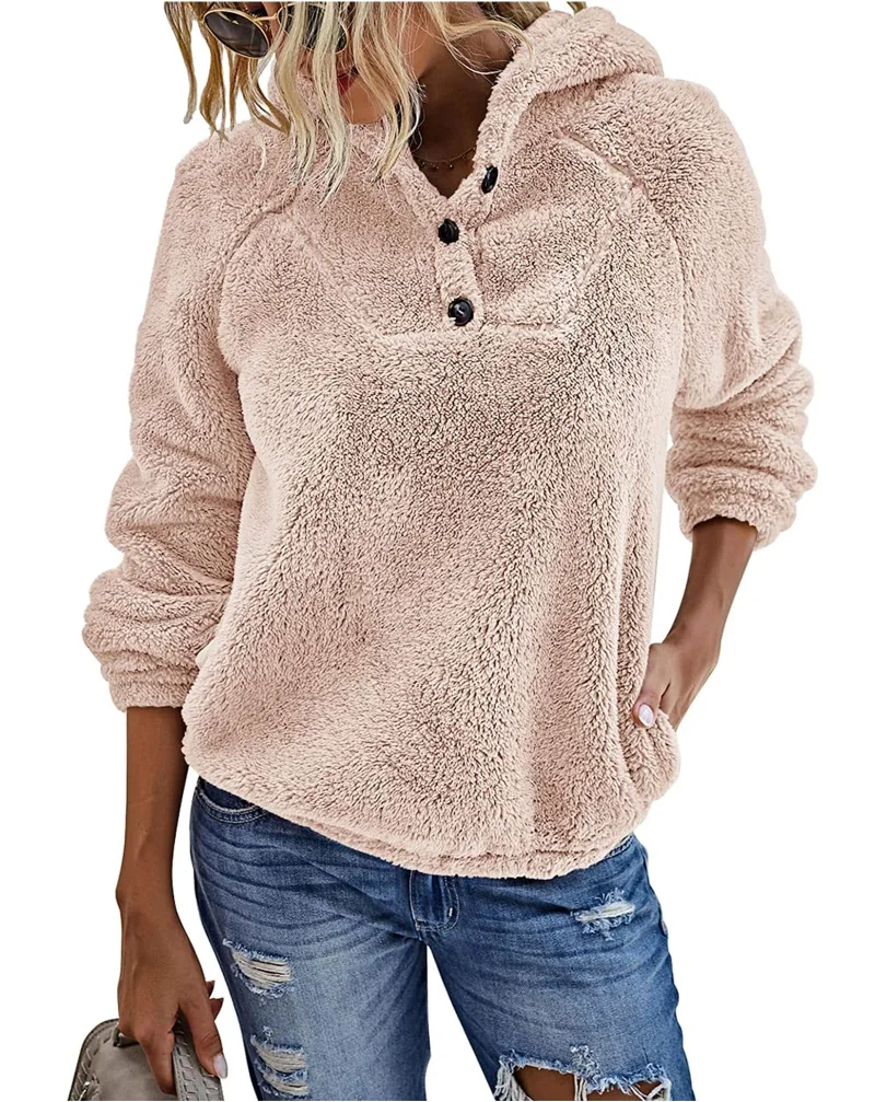 KIRUNDO Fuzzy Long Sleeve Sweatshirt in Pink