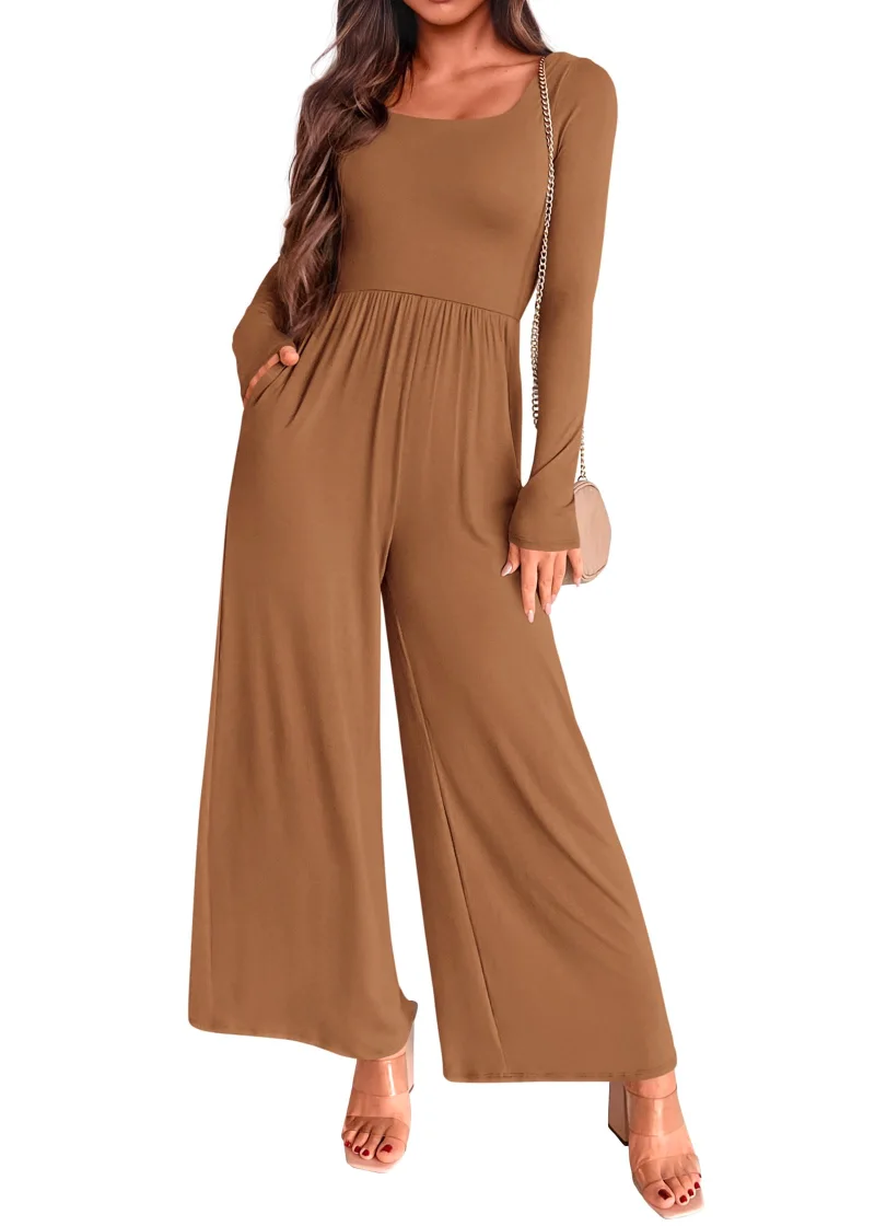 KIRUNDO Long Sleeve Jumpsuit in Brown