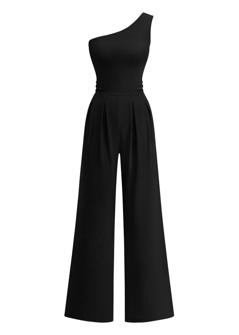 KIRUNDO One-Shoulder Jumpsuit in Black