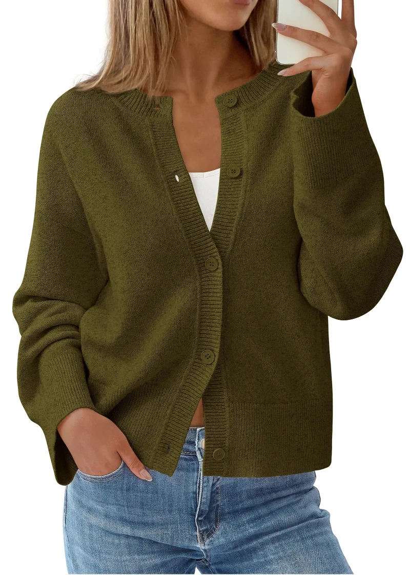 KIRUNDO Oversized Cardigan in Army Green