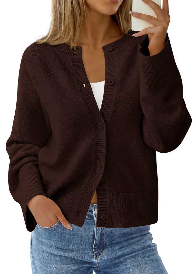 KIRUNDO Oversized Cardigan in Dark Brown