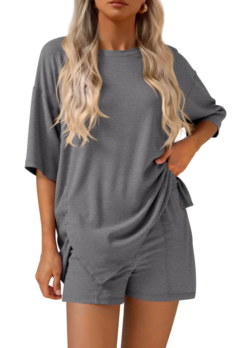 KIRUNDO Oversized Tee and Shorts Set in Dark Grey