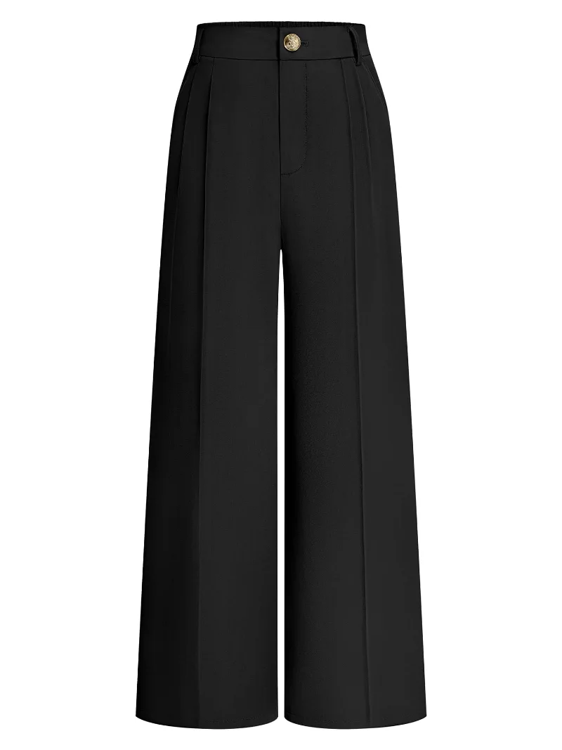 KIRUNDO Pleated Wide Leg Slacks in Black
