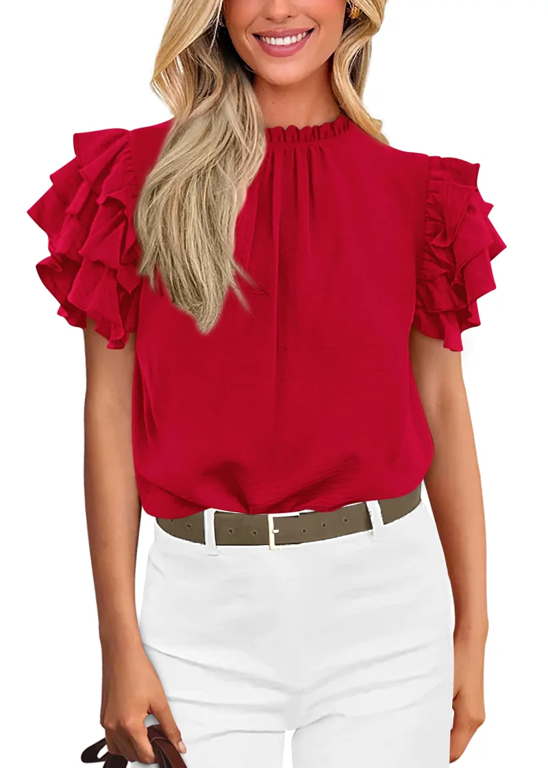 KIRUNDO Ruffle Blouse in Red