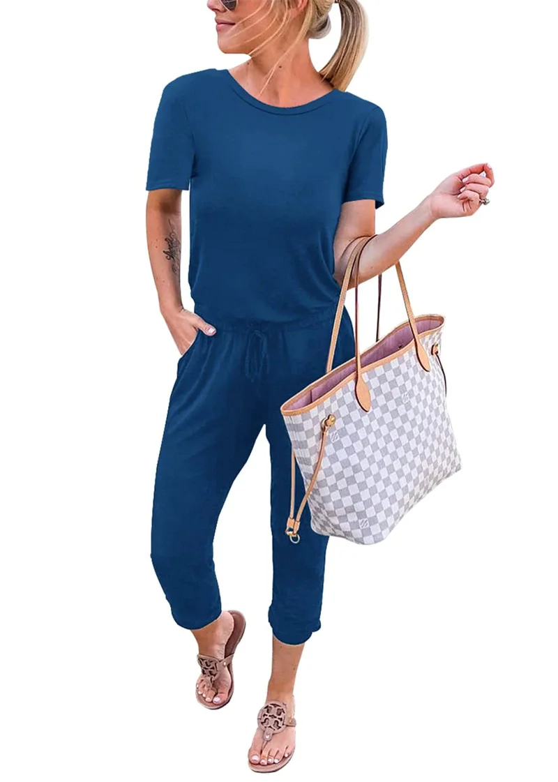 KIRUNDO Short Sleeve Jumpsuit in Dark Blue